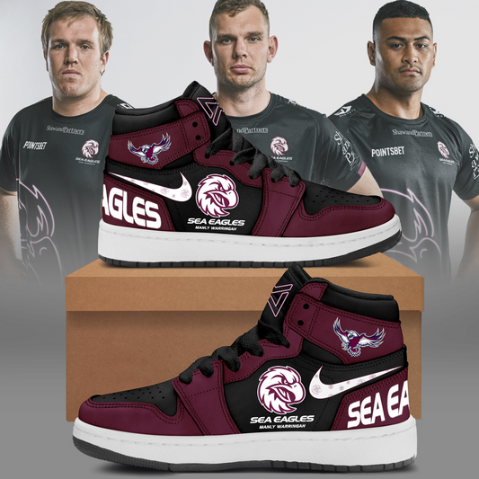 Manly Warringah Sea Eagles NRL 2025 Fear The Fortress Limited Edition A1 Shoes TM NTA V2