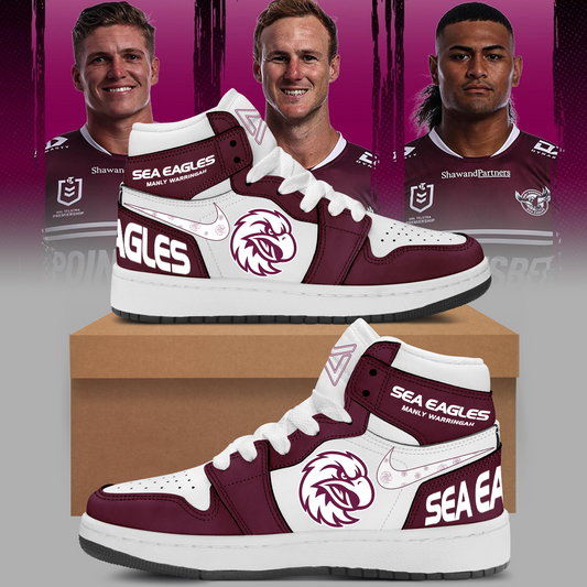 Manly Warringah Sea Eagles NRL 2025 Fear The Fortress Limited Edition A1 Shoes TM NTA V3