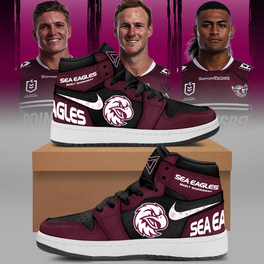 Manly Warringah Sea Eagles NRL 2025 Fear The Fortress Limited Edition A1 Shoes TM NTA V4
