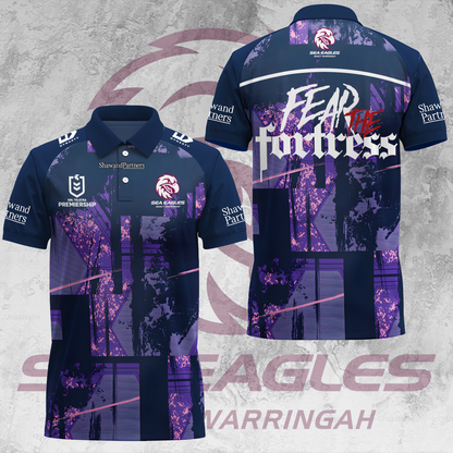 Manly Warringah Sea Eagles NRL 2025 Fear The Fortress Limited Edition Polo Shirt TM V1