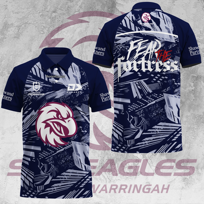 Manly Warringah Sea Eagles NRL 2025 Fear The Fortress Limited Edition Polo Shirt TM V10