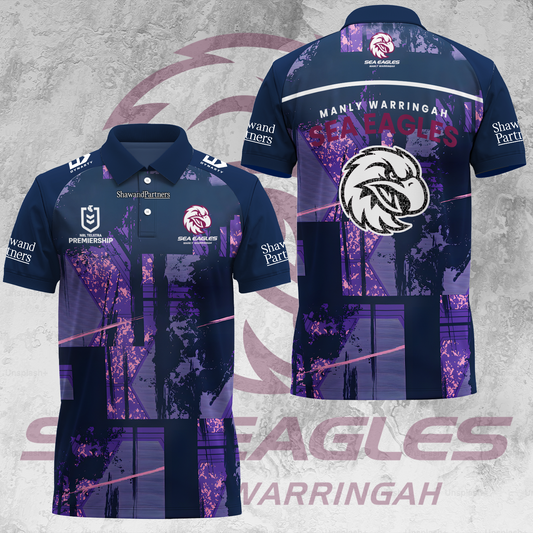 Manly Warringah Sea Eagles NRL 2025 Fear The Fortress Limited Edition Polo Shirt TM V2