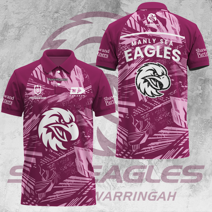 Manly Warringah Sea Eagles NRL 2025 Fear The Fortress Limited Edition Polo Shirt TM V2
