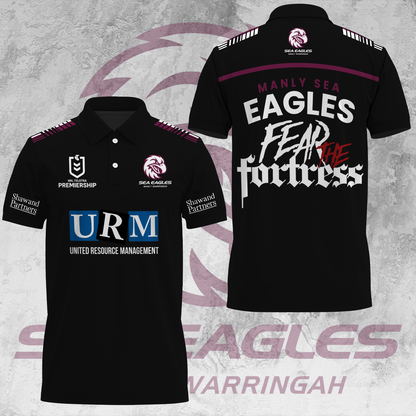 Manly Warringah Sea Eagles NRL 2025 Fear The Fortress Limited Edition Polo Shirt TM NTA V32