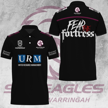 Manly Warringah Sea Eagles NRL 2025 Fear The Fortress Limited Edition Polo Shirt TM NTA V33