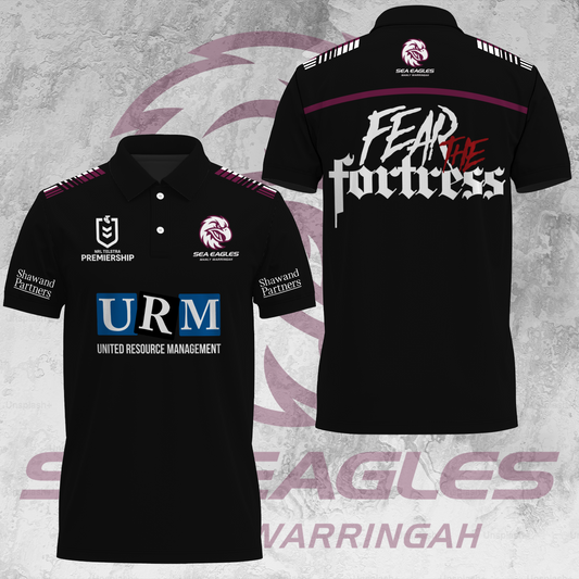 Manly Warringah Sea Eagles NRL 2025 Fear The Fortress Limited Edition Polo Shirt TM V33 NTA