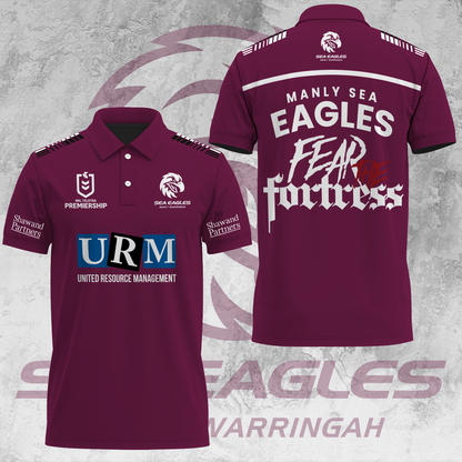 Manly Warringah Sea Eagles NRL 2025 Fear The Fortress Limited Edition Polo Shirt TM NTA V40