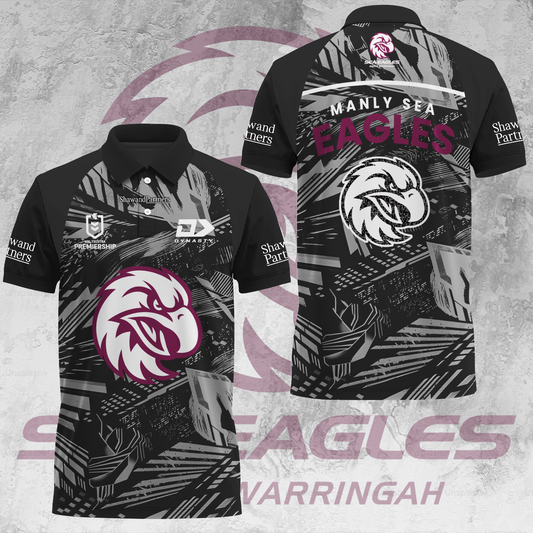 Manly Warringah Sea Eagles NRL 2025 Fear The Fortress Limited Edition Polo Shirt TM V5