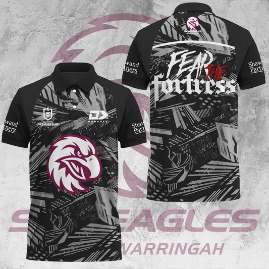 Manly Warringah Sea Eagles NRL 2025 Fear The Fortress Limited Edition Polo Shirt TM V6