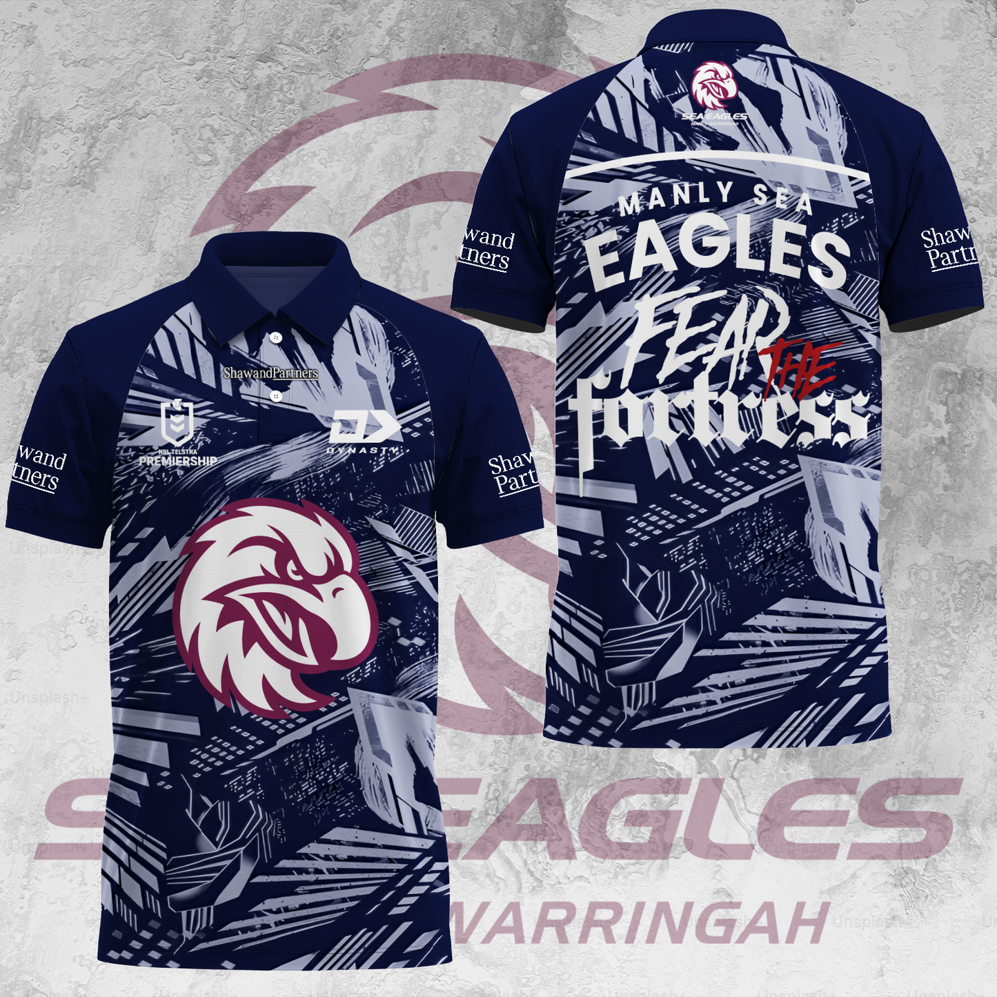Manly Warringah Sea Eagles NRL 2025 Fear The Fortress Limited Edition Polo Shirt TM V7