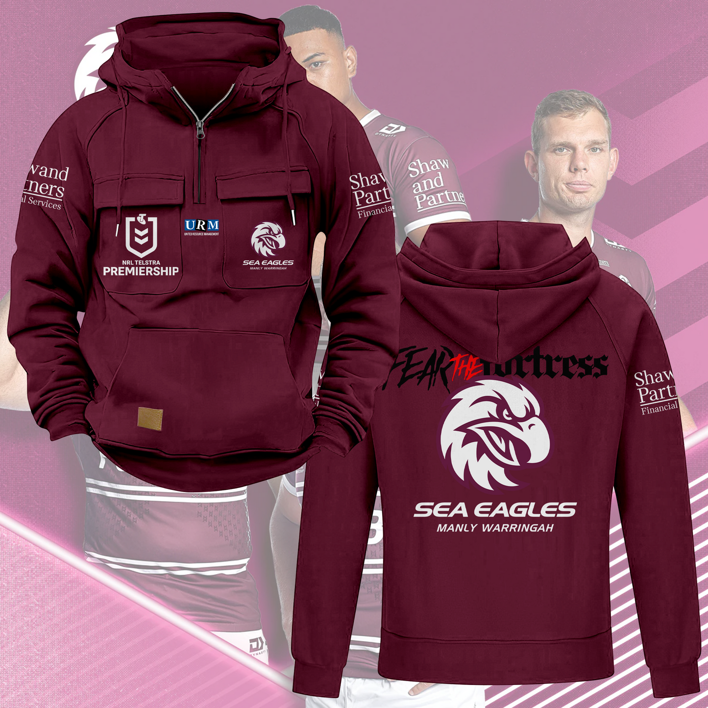 Manly Warringah Sea Eagles NRL 2025 Quarter Zip Hoodie TM NTA V1