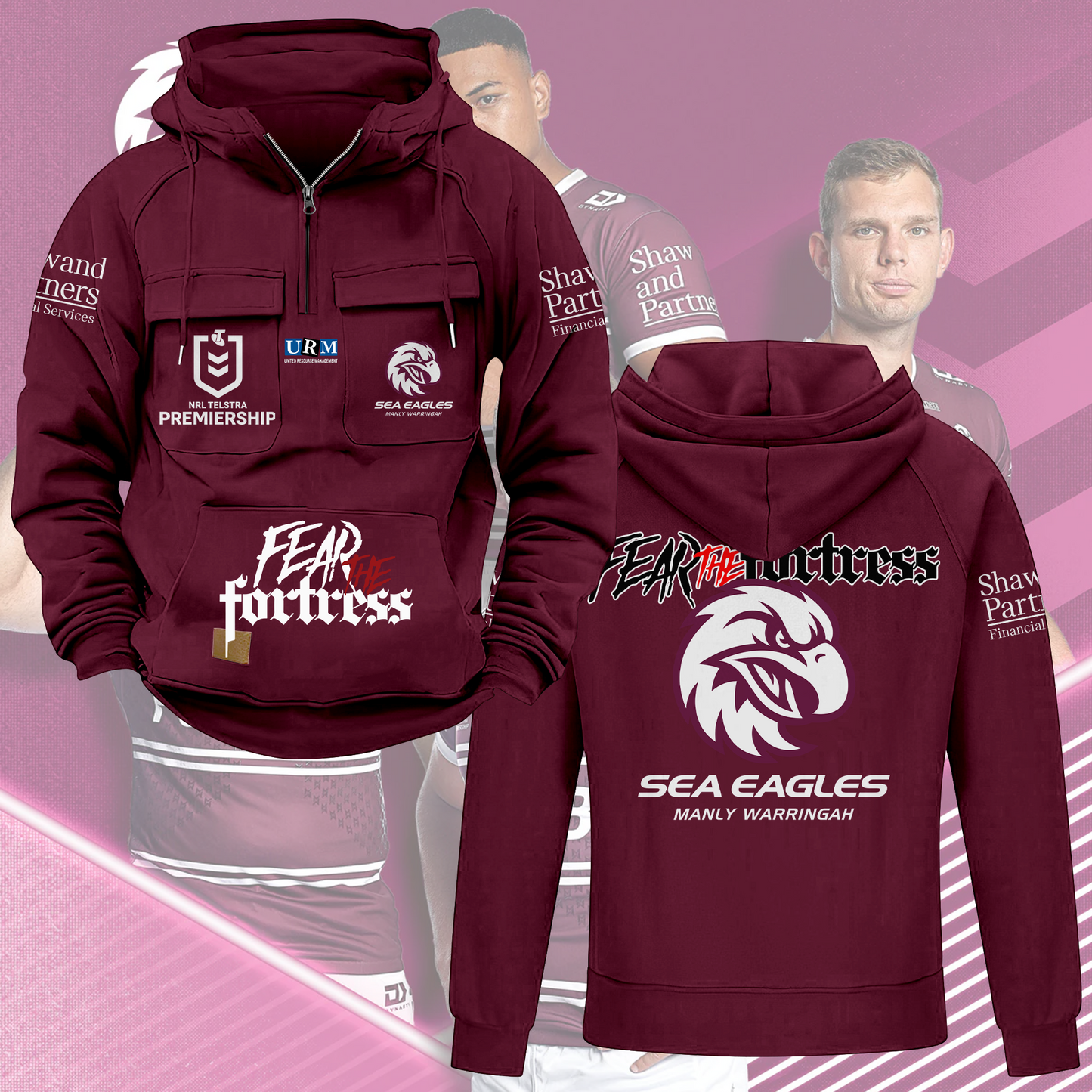 Manly Warringah Sea Eagles NRL 2025 Quarter Zip Hoodie TM NTA V5