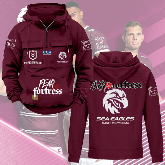 Manly Warringah Sea Eagles NRL 2025 Quarter Zip Hoodie TM NTA V5