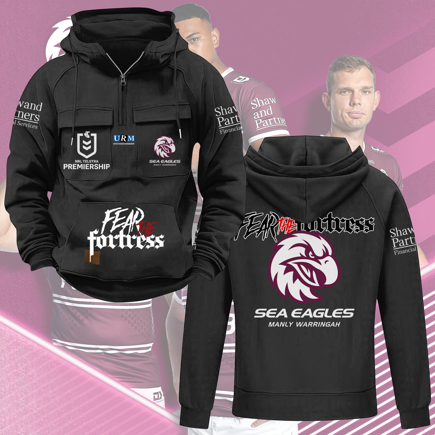 Manly Warringah Sea Eagles NRL 2025 Quarter Zip Hoodie TM NTA V6