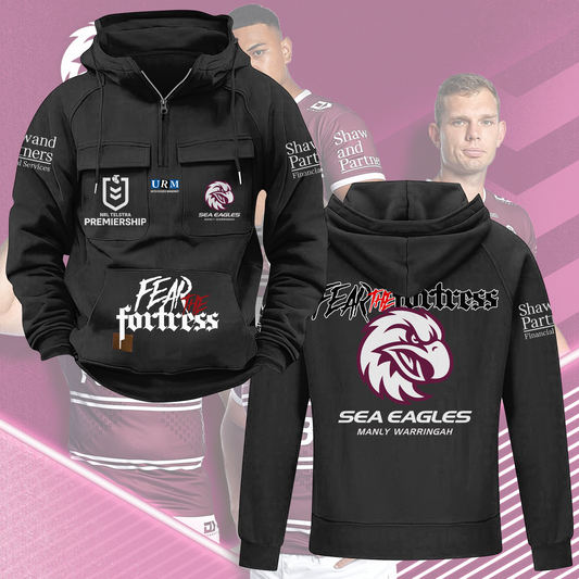 Manly Warringah Sea Eagles NRL 2025 Quarter Zip Hoodie TM NTA V6