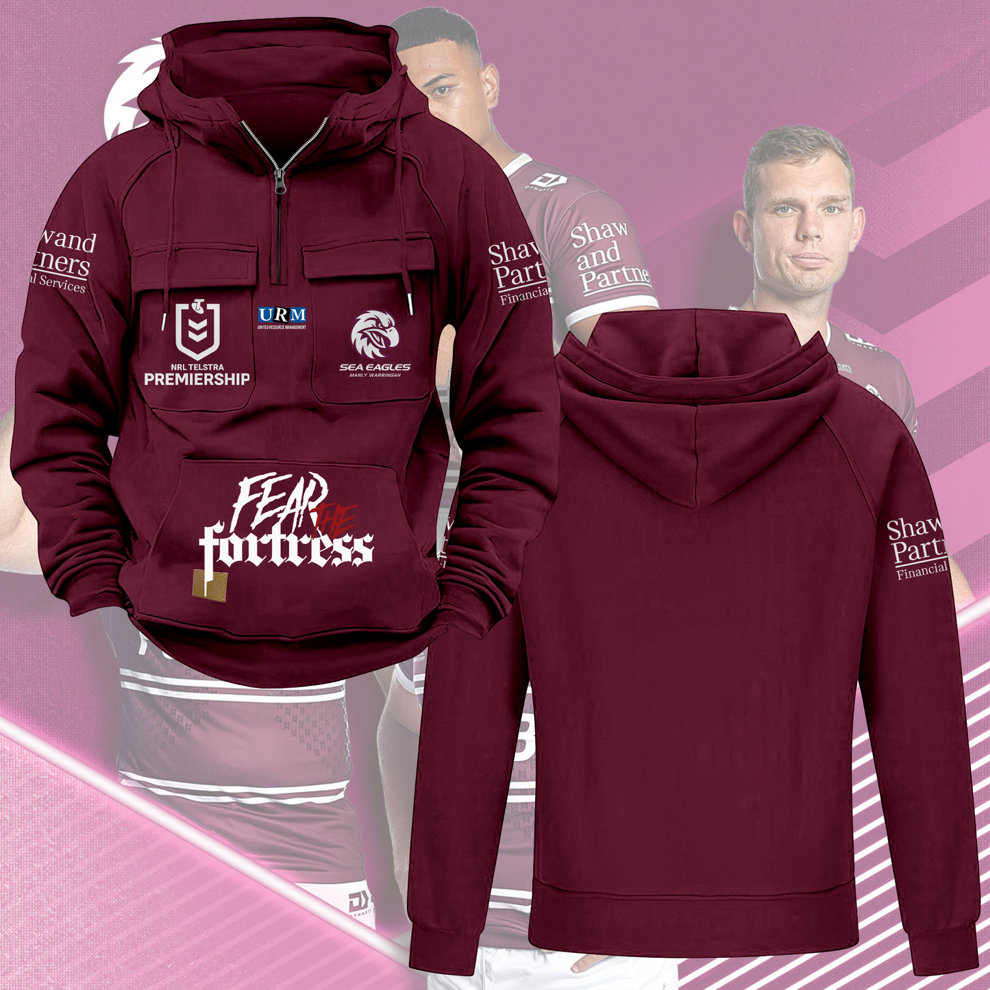 Manly Warringah Sea Eagles NRL 2025 Quarter Zip Hoodie TM NTA V8