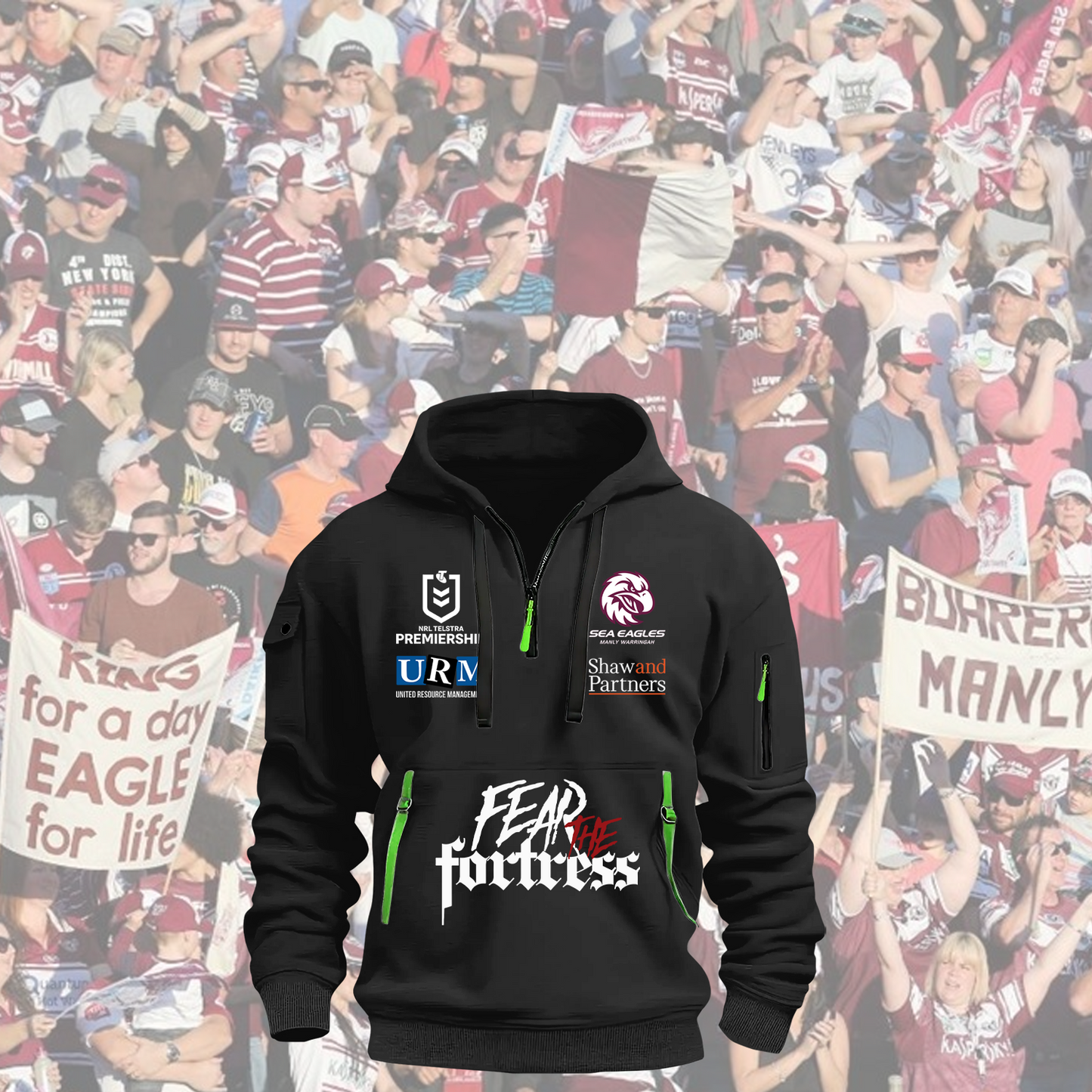 Manly Warringah Sea Eagles NRL 2025 Zipper Hoodie TM NTA V2