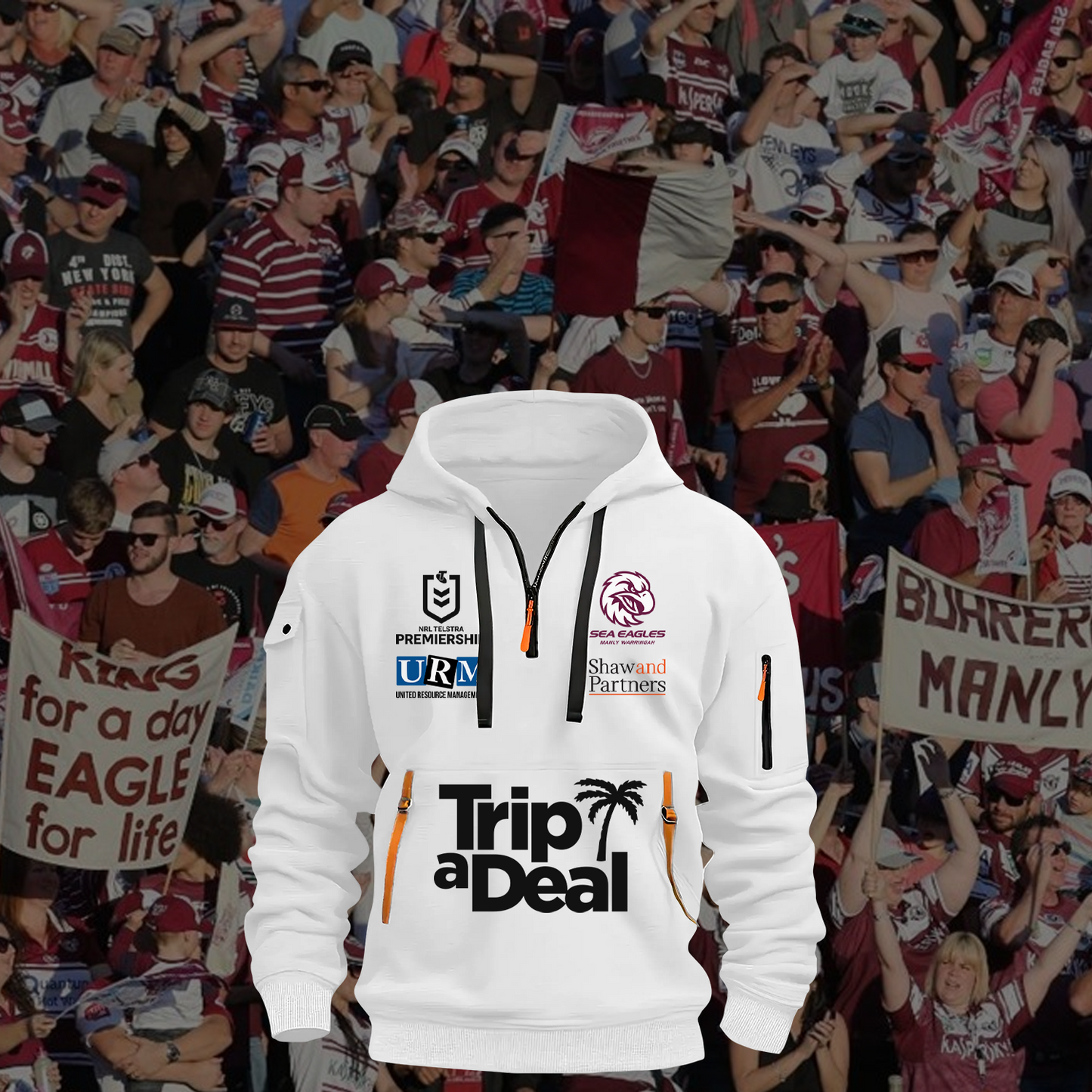 Manly Warringah Sea Eagles NRL 2025 Zipper Hoodie TM NTA V4