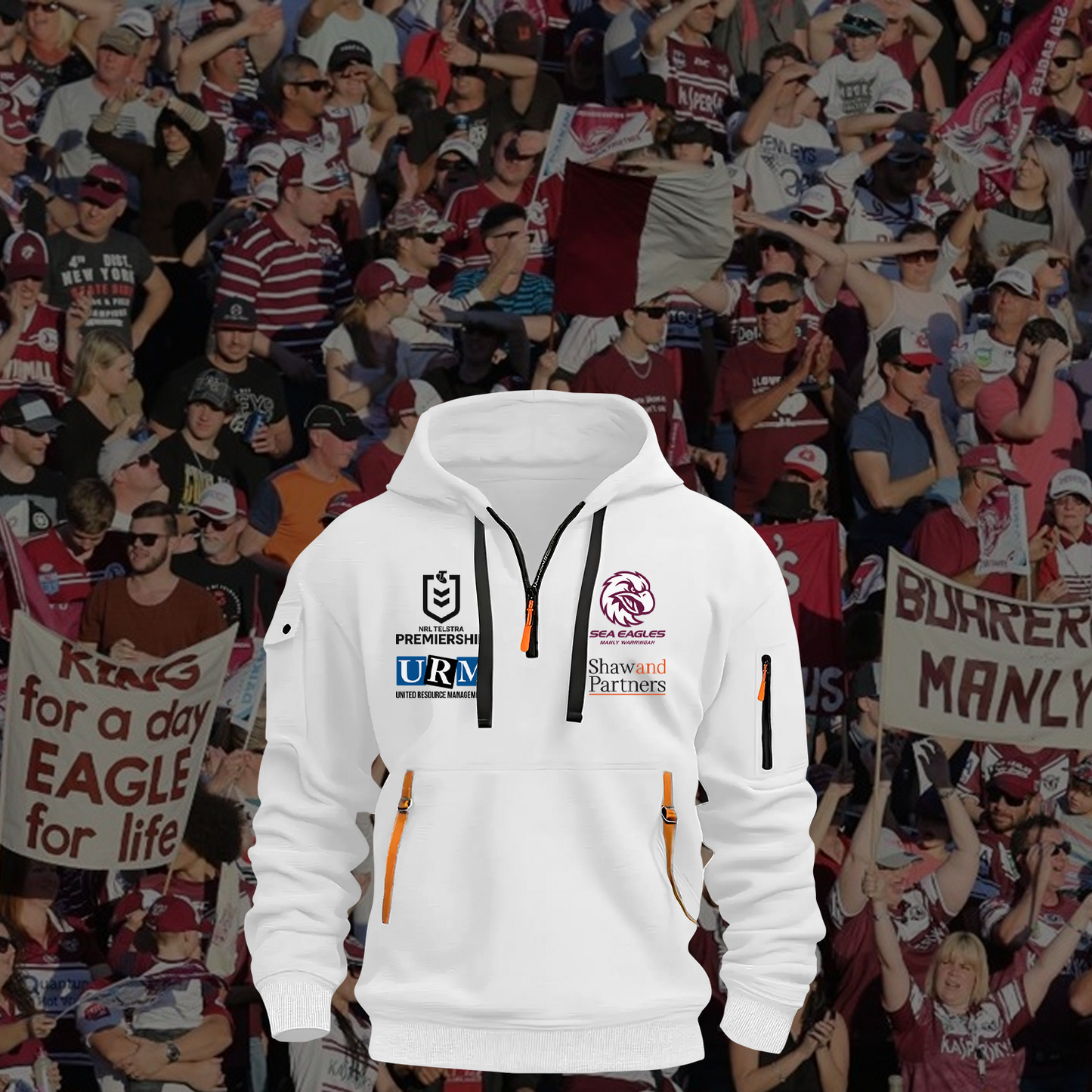Manly Warringah Sea Eagles NRL 2025 Zipper Hoodie TM NTA V5