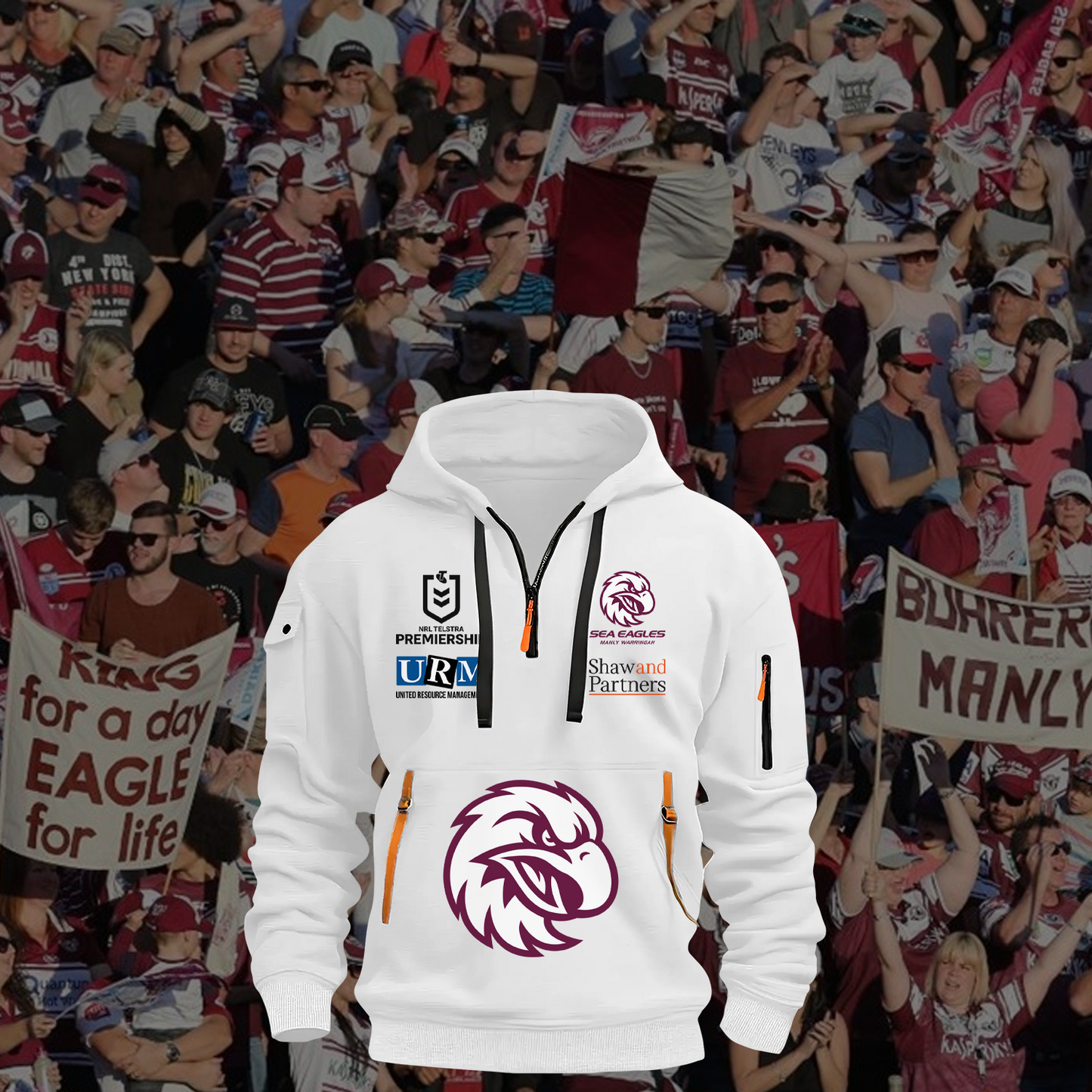 Manly Warringah Sea Eagles NRL 2025 Zipper Hoodie TM NTA V6