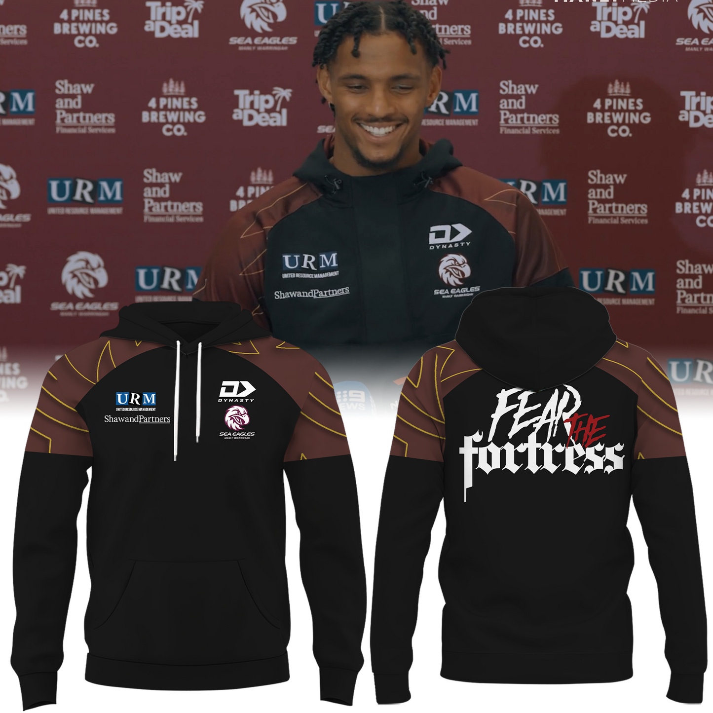 Manly Warringah Sea Eagles NRL Fear The Fortress Limited Edition Hoodie TM V2