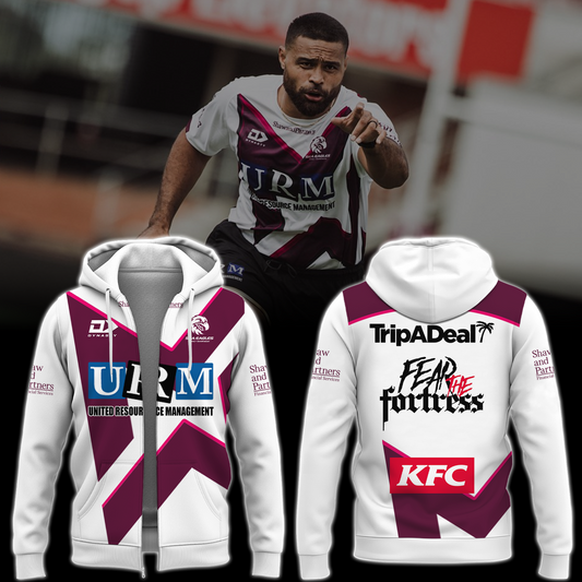 Manly Warringah Sea Eagles NRL Fear The Fortress Limited Edition Zip Hoodie TM V3
