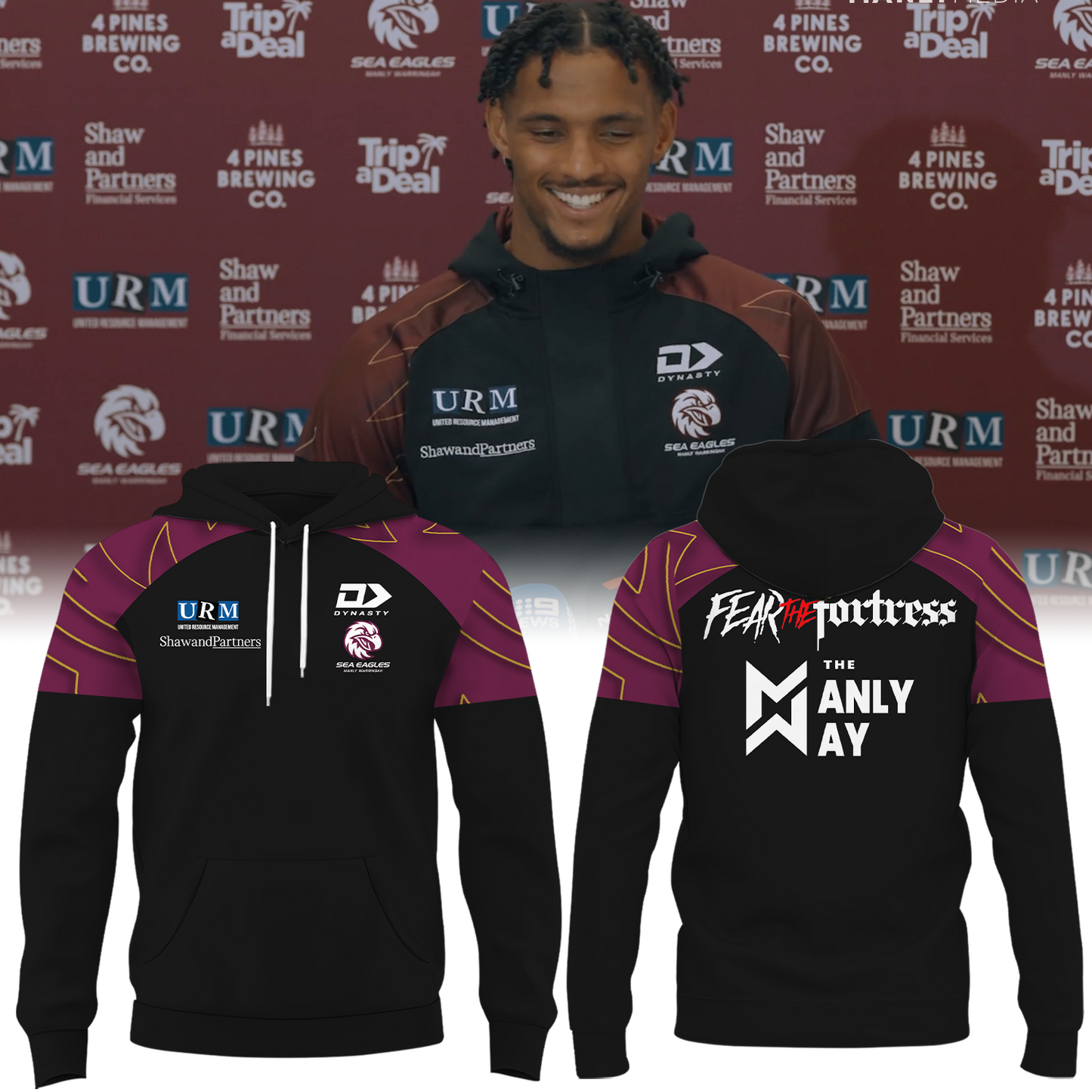 Manly Warringah Sea Eagles NRL Fear The Fortress Limited Edition Hoodie TM V5