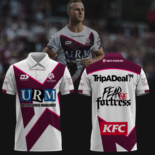 Manly Warringah Sea Eagles NRL Fear The Fortress Limited Edition Polo Shirt TM V1