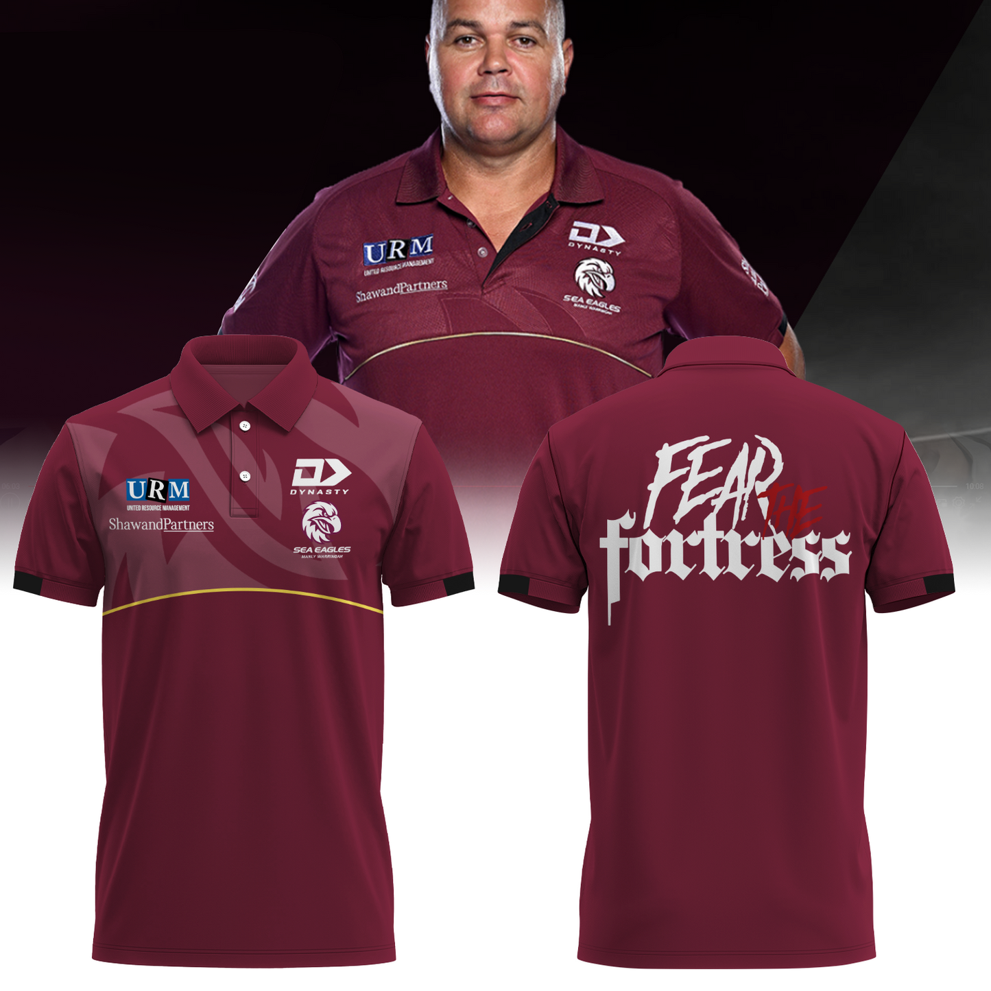 Manly Warringah Sea Eagles NRL Fear The Fortress Limited Edition Polo Shirt TM V1