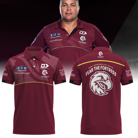 Manly Warringah Sea Eagles NRL Fear The Fortress Limited Edition Polo Shirt TM V3