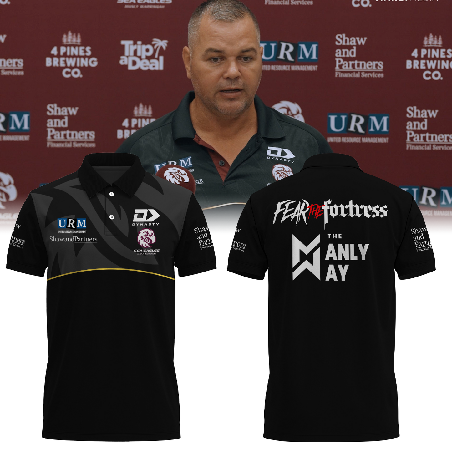 Manly Warringah Sea Eagles NRL Fear The Fortress Limited Edition Polo Shirt TM V4