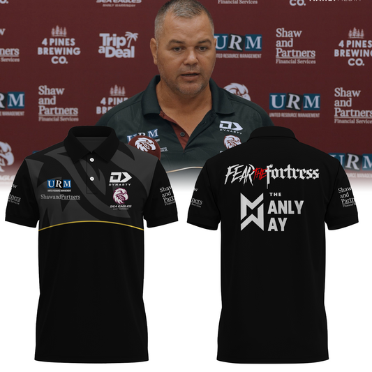 Manly Warringah Sea Eagles NRL Fear The Fortress Limited Edition Polo Shirt TM V4 NTA