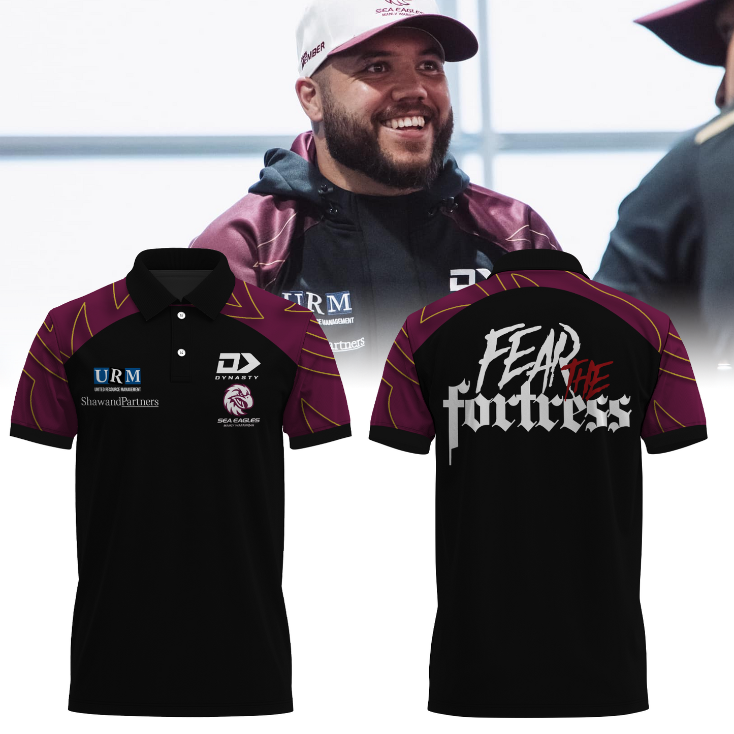 Manly Warringah Sea Eagles NRL Fear The Fortress Limited Edition Polo Shirt TM V6