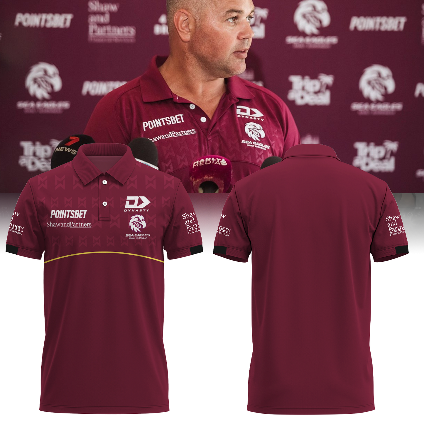 Manly Warringah Sea Eagles NRL Fear The Fortress Limited Edition Polo Shirt TM V6