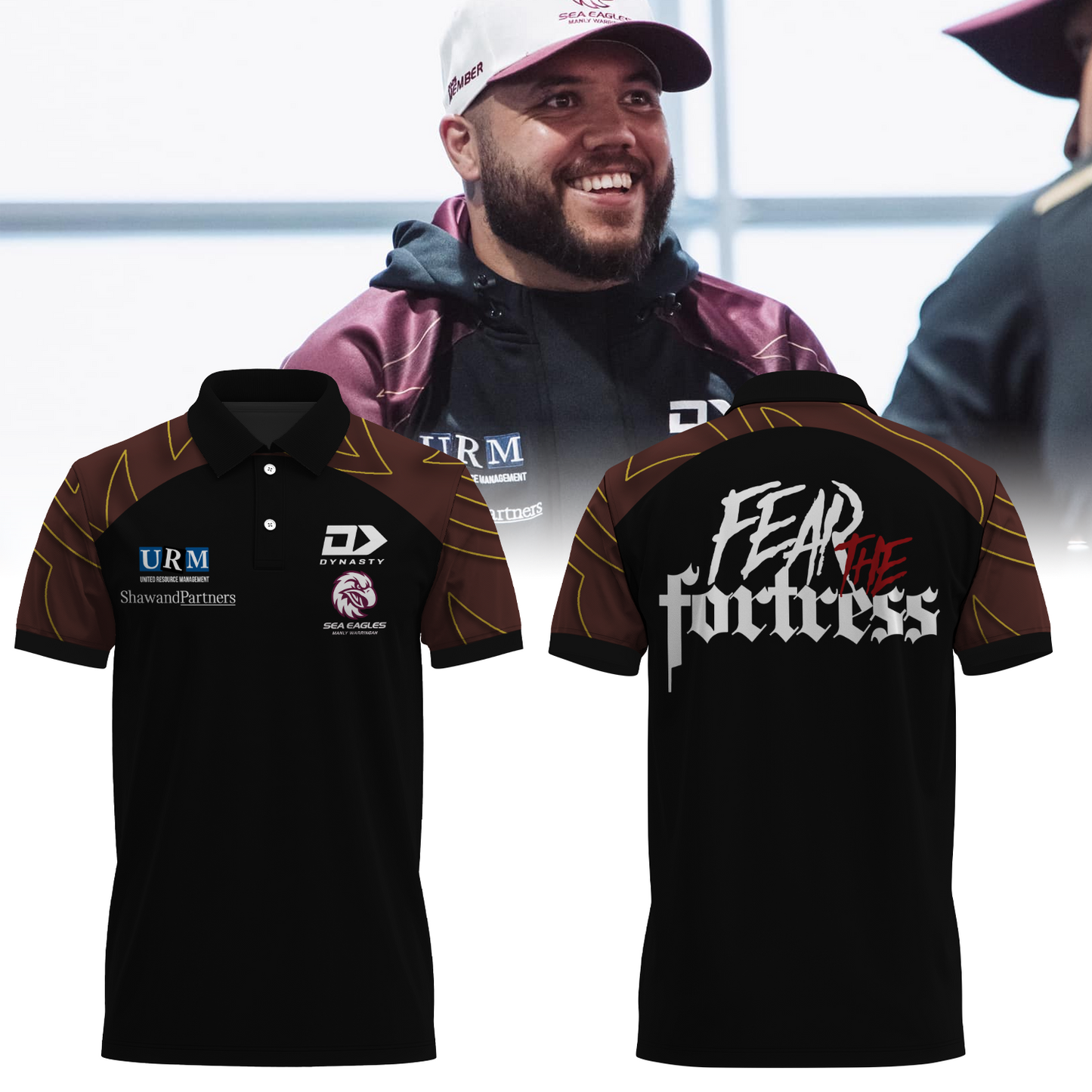 Manly Warringah Sea Eagles NRL Fear The Fortress Limited Edition Polo Shirt TM V8