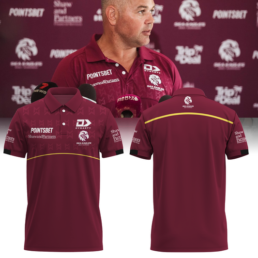 Manly Warringah Sea Eagles NRL Fear The Fortress Limited Edition Polo Shirt TM V8