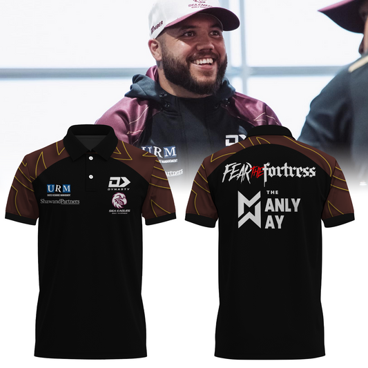 Manly Warringah Sea Eagles NRL Fear The Fortress Limited Edition Polo Shirt TM V9