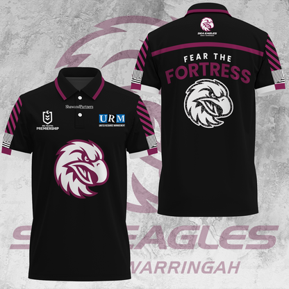 Manly Warringah Sea Eagles NRL Fear The Fortress Limited Edition Polo Shirt TM V1