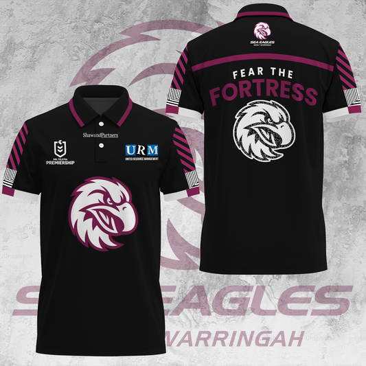 Manly Warringah Sea Eagles NRL Fear The Fortress Limited Edition Polo Shirt TM V1