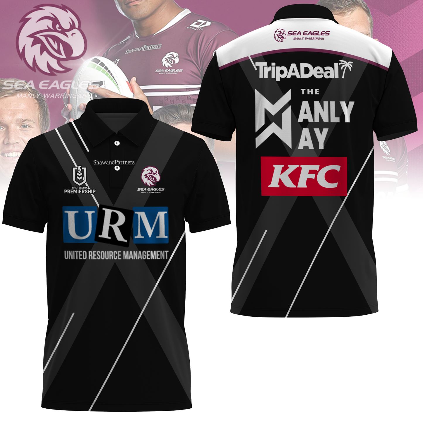 Manly Warringah Sea Eagles NRL Manly Way Limited Edition Polo Shirt TM V3