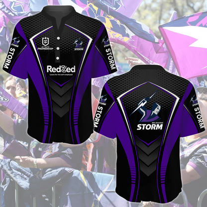 Melbourne Storm NRL 2025 Limited Edition Henley Shirt TM NTA V1