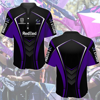 Melbourne Storm NRL 2025 Limited Edition Henley Shirt TM NTA V2