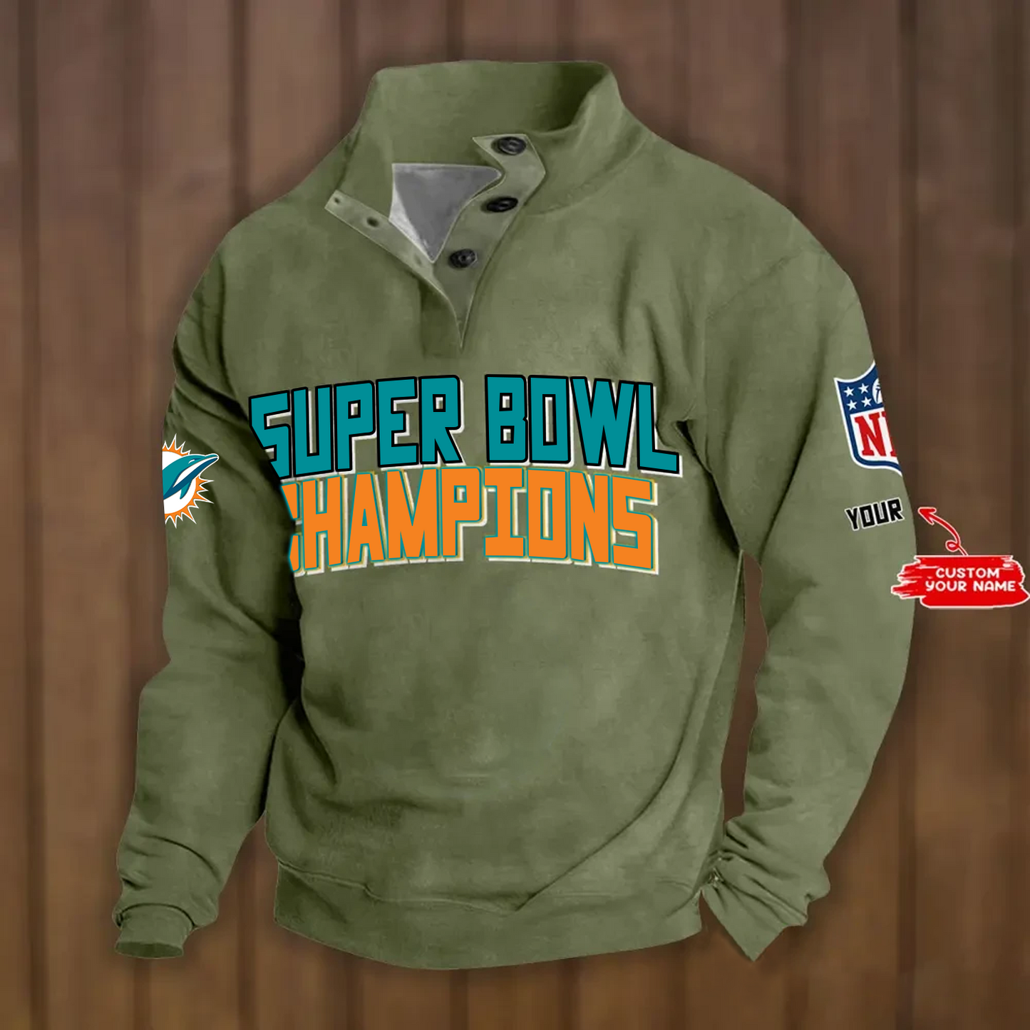MIA x NFL Double Breasted Stand Collar Hoodies DATND TANTD