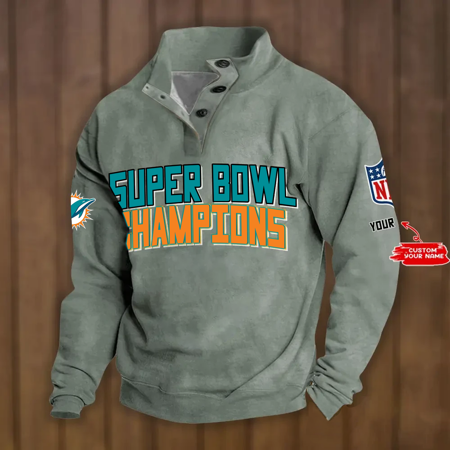 MIA x NFL Double Breasted Stand Collar Hoodies DATND TANTD