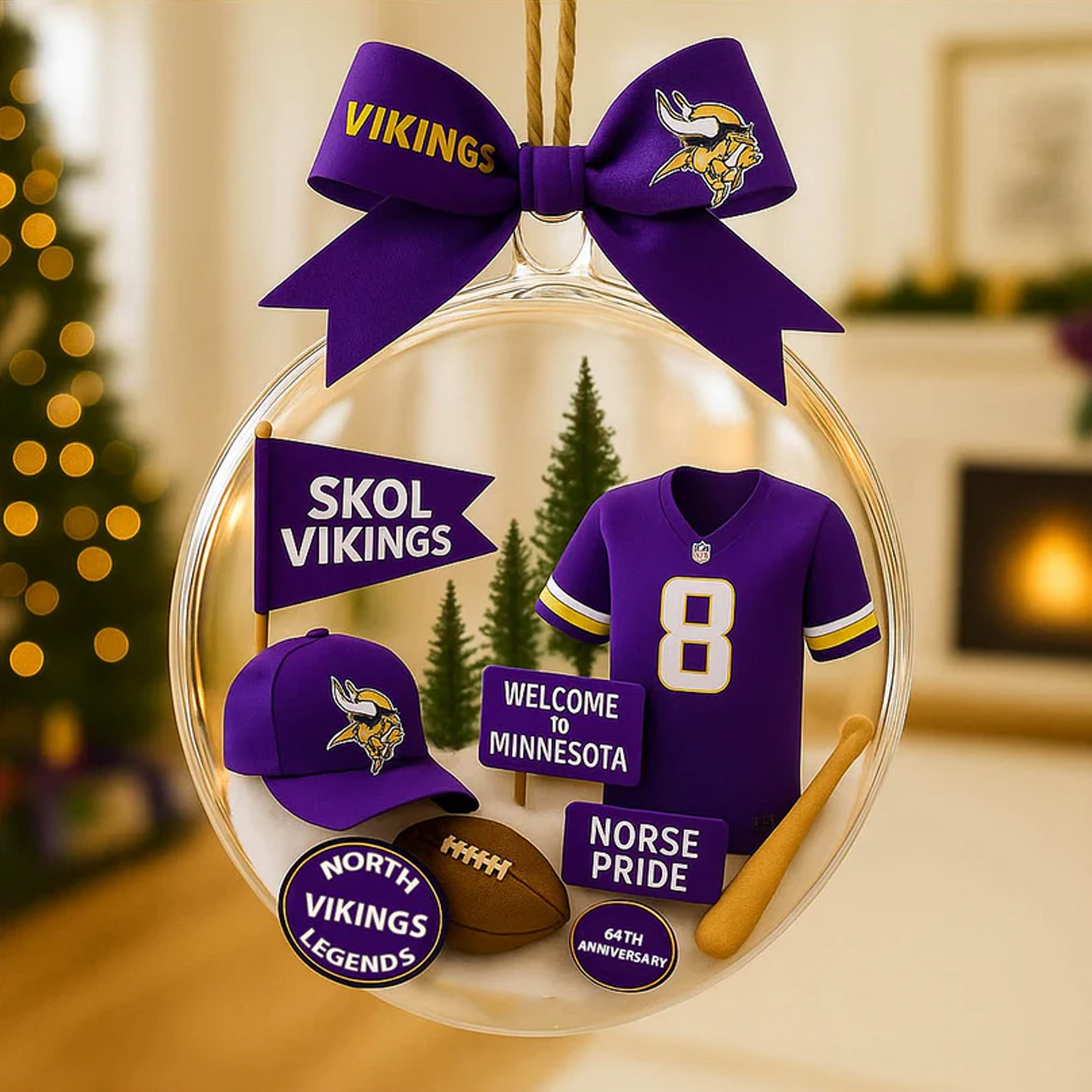 MIN X NFL Baseball Team Christmas Tree and Uniform Pendant V1 NAK NHT
