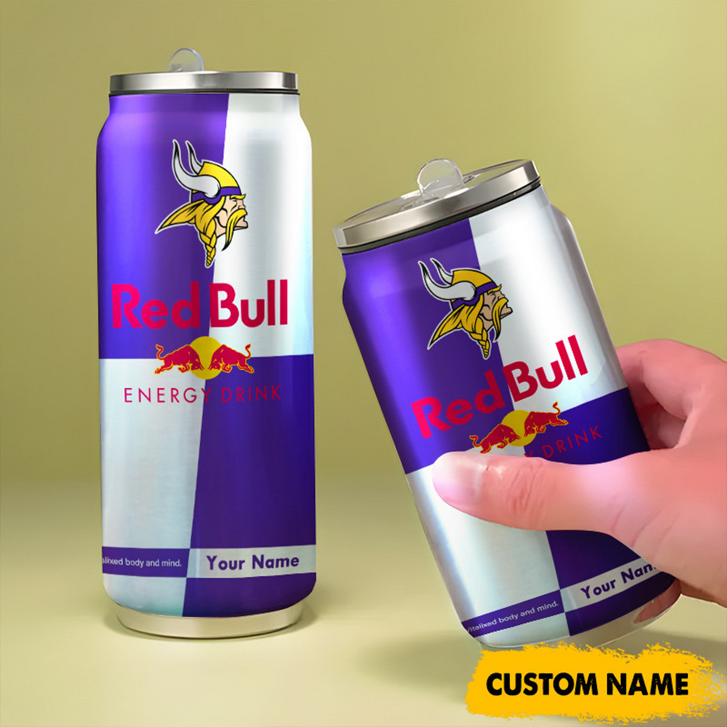 MIN x NFL Mix RedB Drink Can Tumbler Custom Any Name DATND TANTD