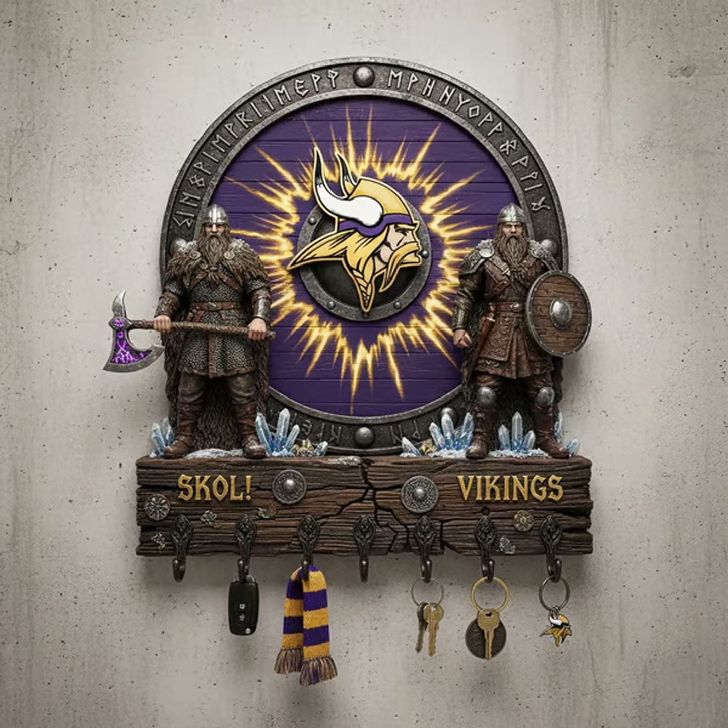 MIN X NFL Originality Verification Football Team Wall Key Holder NAK THUONGNH