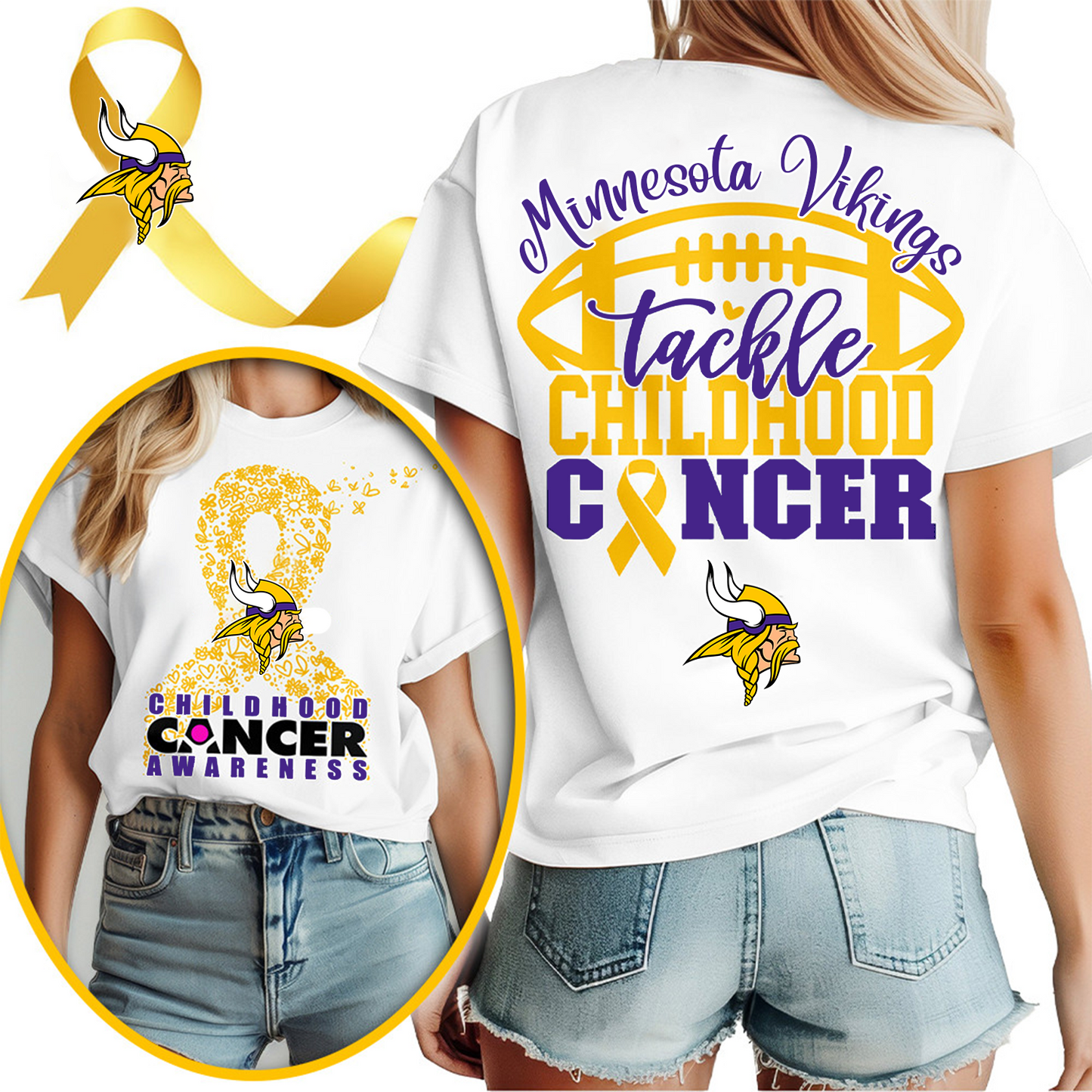 MIN X NFL Premium Childhood Cancer Awareness Month 3D Shirt DatND ThuongNH