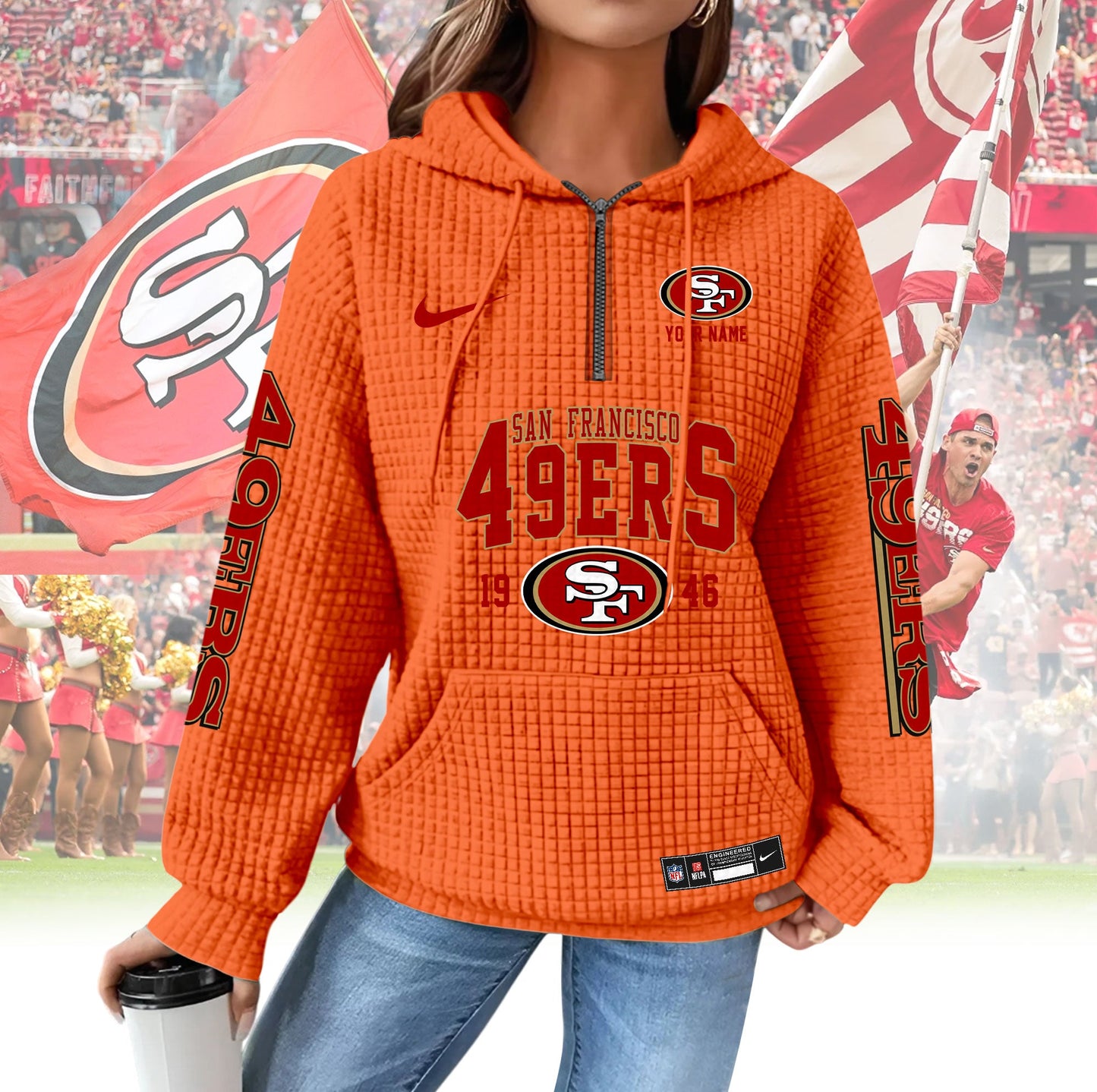 SF49 Premium NFL Waffle Hoodie DDT CTND