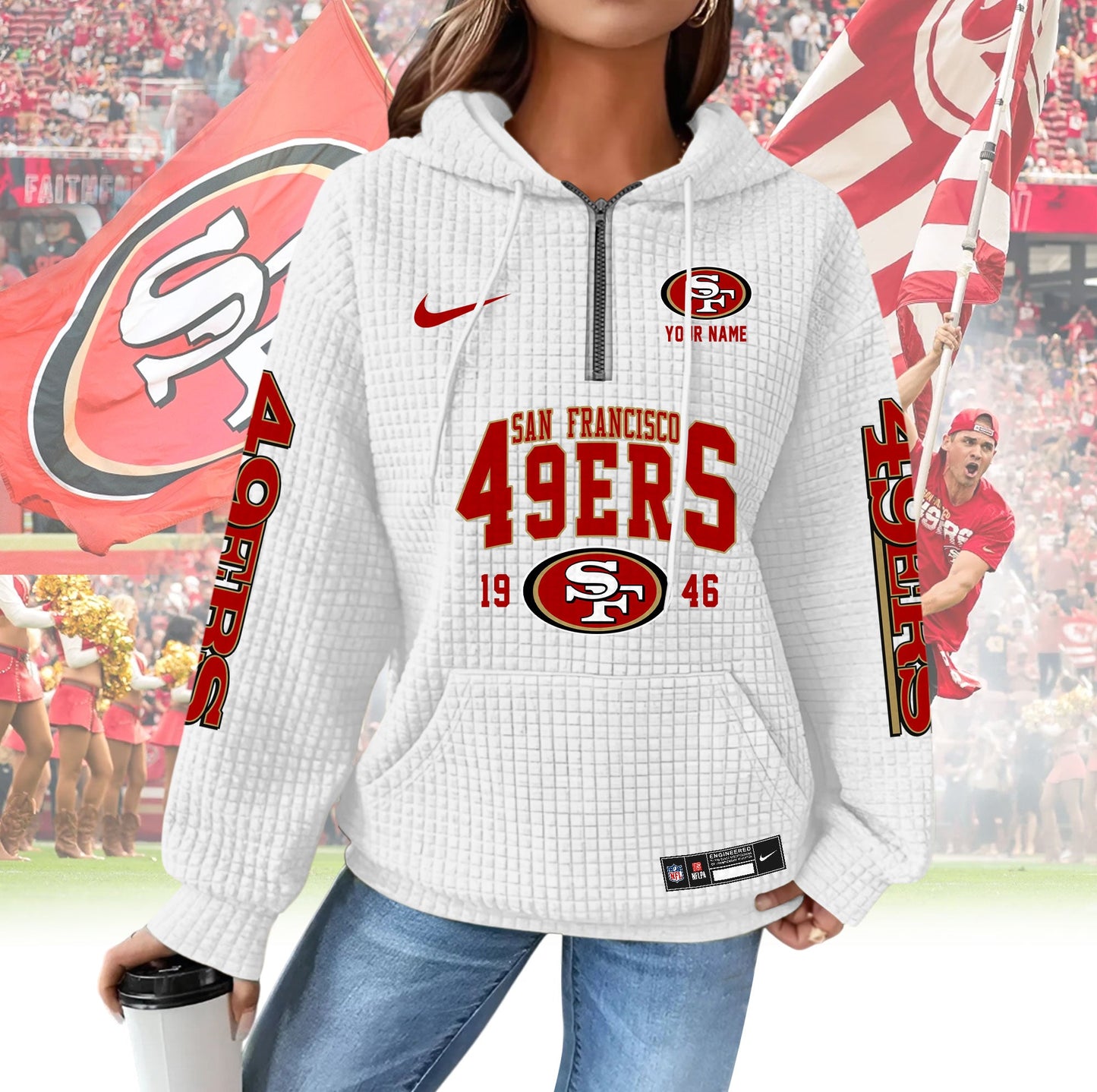 SF49 Premium NFL Waffle Hoodie DDT CTND